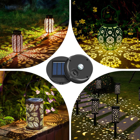 ELUTENG Solar Light Replacement Top, 4 Pack LED Lantern Light Lids, Outdoor Waterproof Replacement Solar Light Tops
