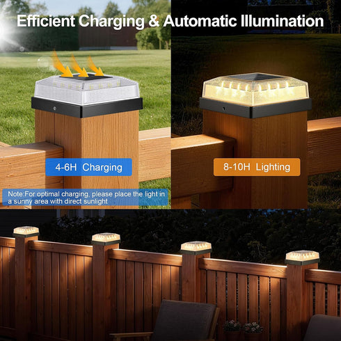 4x4 6-Pack, 3 4x4 3.5x3.5 Brightever Solar Post Cap Light Fence Post Solar Lights with Lighting Modes, Fits Vinyl/Wood