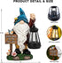 ZQQLITE Garden Gnome Statues Figurine Lights - Solar Powered Lighting Outdoor Decorations with Lantern & Welcome Sign