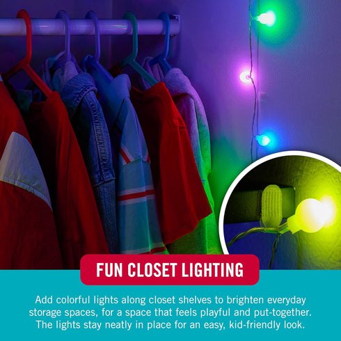 24 Pack VELCRO Brand Indoor Light Clips for Hanging Fairy Lights and Twinkle Lights, Adhesive Transparent Wall Clips