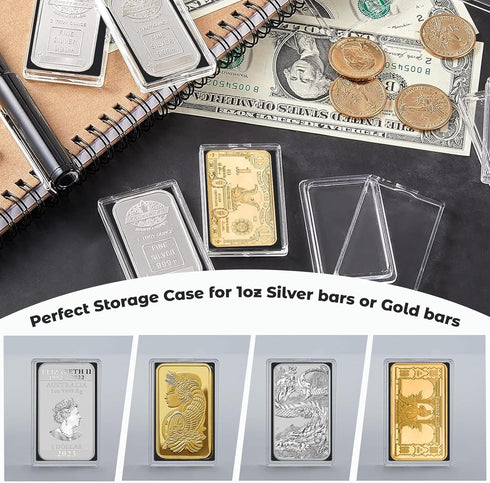 WAEKIYTL 1 Oz 1 (20) Silver Bar Holder Silver Bar Case Silver Bar Capsule Storage Bar Capsule Clear Acrylic Storage
