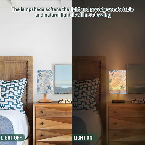 Nautical03 Coastal Sea Star Coral Table Lamp for Bedroom USB Port Bedside Lamp Small Nightstand Desk Lamp for Girls