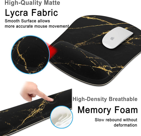Keyboard Wrist Rest Memory Foam Ergonomic Mouse Pad with Non-Slip Rubber Base Coaster for Home, Office Easy Typing -