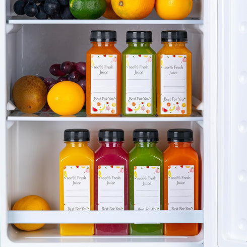 BOOMIBOO Juice Bottles with Caps, 15Pcs 12oz Clear Reusable Water Bottles for Juicing, Smoothie Containers