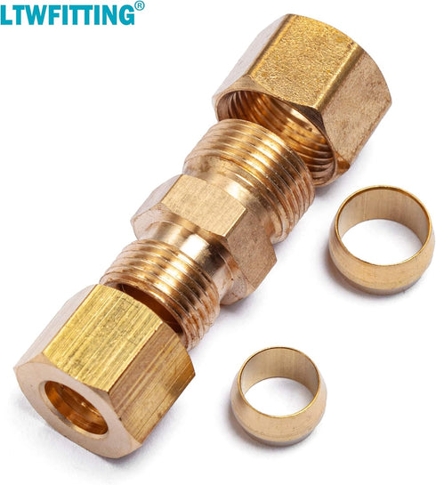 LTWFITTING Compression Reducing Union, 3/8-Inch OD x 5/16-Inch OD, Brass Fitting, Pack of 25