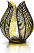 Solar Garden Lights Waterproof Decorations,Crackle Globe Glass,Metal Palm Leaf Solar Lights for
