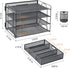 Marbrasse 4-Trays Desktop File Organizer with Pen Holder | Paper Letter Tray with Drawer and 2 Pen Holders