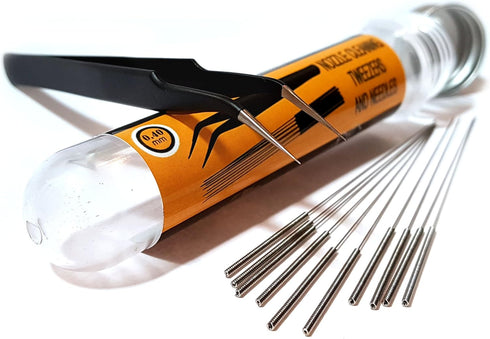 3D Printer Nozzle Cleaning Kit - Stainless Steel Tool Kit with 0.4mm Needles and Tweezers, Set of 11