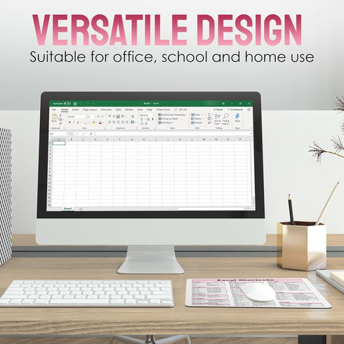 Excel Shortcuts Mouse Pad - 7.75 x 9.25 x 0.2 inches, 66 Commands, Ultimate Productivity Tool for Efficient Excel