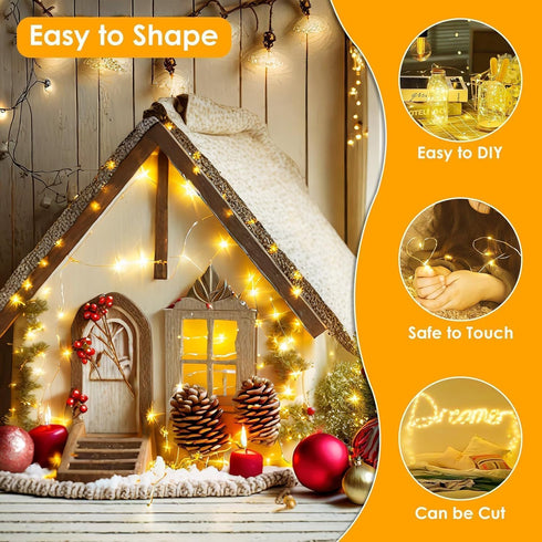 66Ft 200LED 8 Fairy Lights Plug in with Remote, Waterproof String Lights Outdoor & Indoor Modes with Timer, LED Twinkle