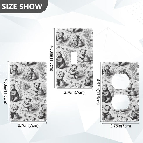 WELLDAY 1-Gang 4.50" 2.76", Toggle Light Switch Wall Plates, Bears Eating Honey Toggle Switch Wall Plate Cover
