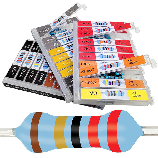 EEEEE 1W 30 Values 300pcs Metal Film Resistor Assortment Kit with 1% Individual Compartment Electrical Industrial