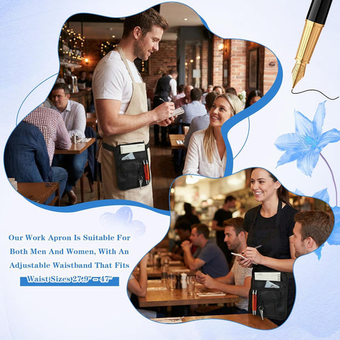 XLIUAX Server Apron Pouch, Restaurant Waiter Waist Check Holder Working Serving Pouch Utility Server Accessories Bag