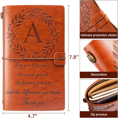 Thank You Gifts Monogrammed Initial Leather Journal Make a Difference Notebook Inspirational Gifts Appreciation Gifts Employee Boss Pastor Volunteer Nurse Doctors Teacher Coworkers for Women by Filten