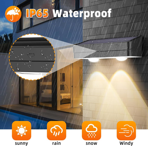 Warm White Solar Fence Lights, Waterproof LED Step Lights for Wall, Yard, Pool, Stairs, 4 * 1.68 * 1.57in, 2 Pack