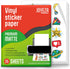 JOYEZA Premium Printable Vinyl Sticker Paper, 25 Sheets Matte White, Waterproof, Inkjet & Laser Printer