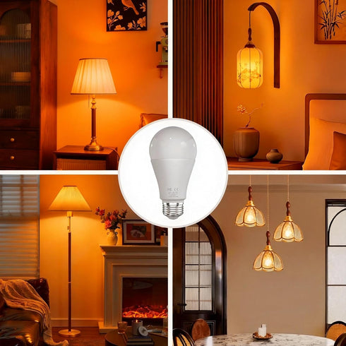 MXhme Bulbs 800LM 9W (60W Bulb,Dim,1800K-6500K,E26,2.4G,Warm Bulb Decor,2Bulb&1Remote Amber Sleep Light with Remote