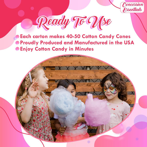 Concession Essentials /2lb -2ct Cotton Candy Floss Sugar -Pink Vanilla and Blue Raspberry Jars Each Flavor