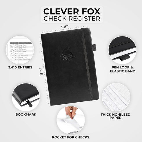 Clever Fox Check Register Book - Deluxe Transaction Register, Accounting Ledger Book for Personal and Work Use