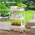 Generic 3 Tier Rolling Cart, Metal Utility Cart with Lockable Wheels - Kitchen Bathroom Organizer - White