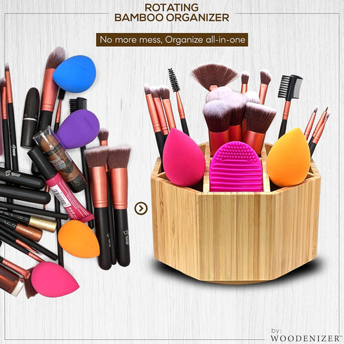 Bamboo Desk Organizer - Pencil Holder for Kids - Art Supply Caddy - Compact Utility Waist Bag Pack - Pen Organizer for