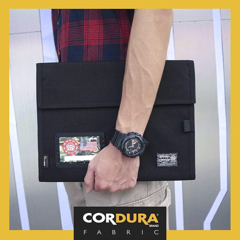Rough Enough Expanding File Folder, Portable Document Bag Organizer for Office Travel in Black Cordura
