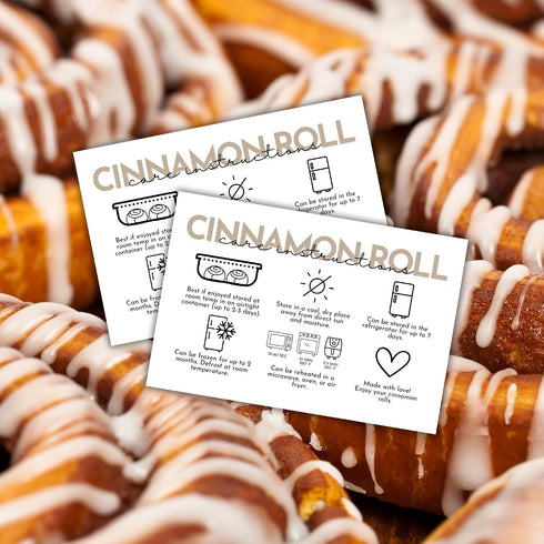 Lashicorn 30 4x6 Cinnamon Roll Care Instruction Storage Cards | pk Tan Minimalist Bakery Customer Sourdough Bread