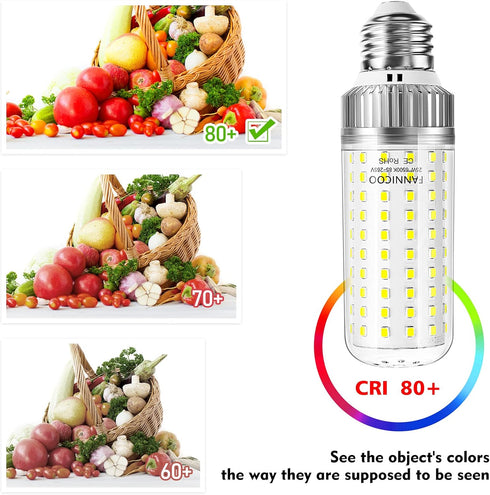 E26 LED Bulb, 25W Corn Light Bulb, 200W Equivalent, 6500K Cool Daylight White, Pack of 3, Flicker Free