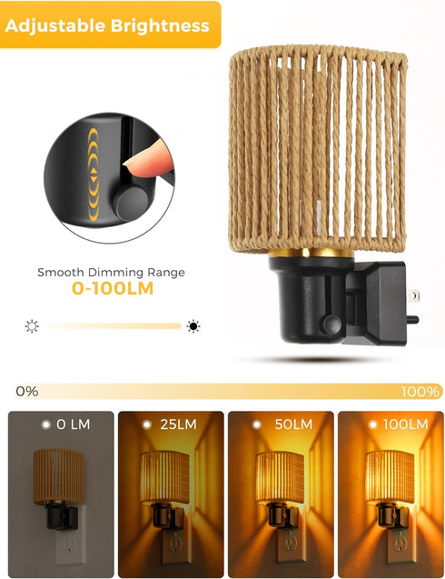 Dimmable 1Pack L LOHAS LED Night Lights Plug into Wall, Night Light with Light Sensor, Amber Boho Nightlight Plug