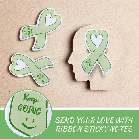 Teling 12 Pcs Mental Health Awareness Sticky Notes, Green Ribbon Funny Notepads, Self Stick Note Pads for Office School