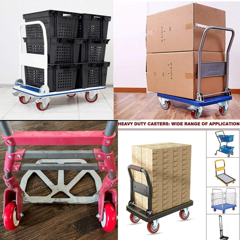 2.5 Inch Heavy Duty Lockable Caster Wheels, 4 PCS Bearing Plate Replacement for Platform Trucks, Up to 220LBS