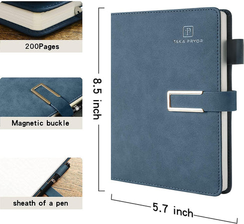 Ruled Journal Notebook, Hardcover Magnetic Clasp Cover, Personal Professional Lined Notebooks, Medium 5.7 x 8.3 inches,
