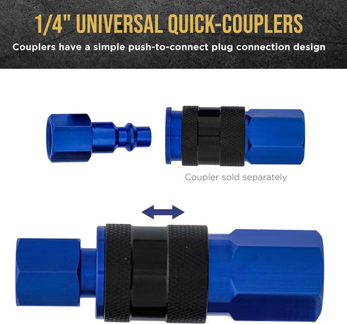 Master Elite Series 12 Piece Industrial I/M Type Plug Fittings Set with 1/4" NPT Female Threads for Pneumatic Tools