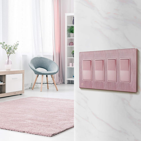 ENERLITES Elite Series Screwless Decorator Wall Plate, Child Safe Outlet Cover, 4-Gang, Brushed Rose Gold, SI8834-BRG