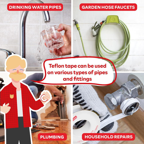 XFasten Teflon Tape, 1/2 Inch x 394 Inches, 30-Pack, White Plumbing Tape for Leaks and Water Pipe