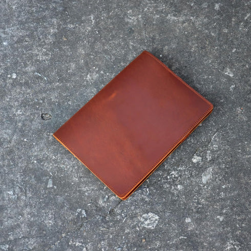 Leather Cover Compatible with 6" x 9" Spiral Steno Pads, Distressed Genuine A5 Leather Cover with Pen Loop