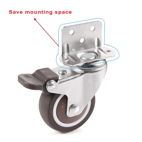 Skelang 4 Pcs 2 Inches Swivel Plate Casters with Brake, TPE Replacement for Baby Bed, Carts