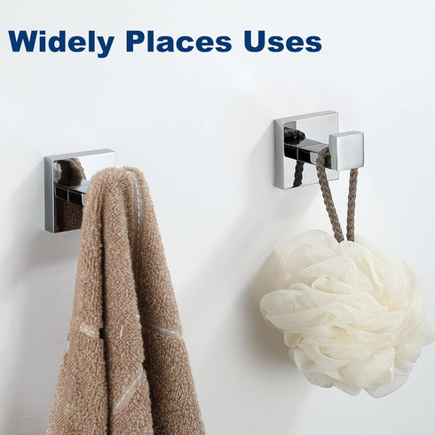 Towel Hooks for Bathrooms, Polished Chrome Heavy Duty Coat Hook for Kitchen and Bathroom, 2 Pack