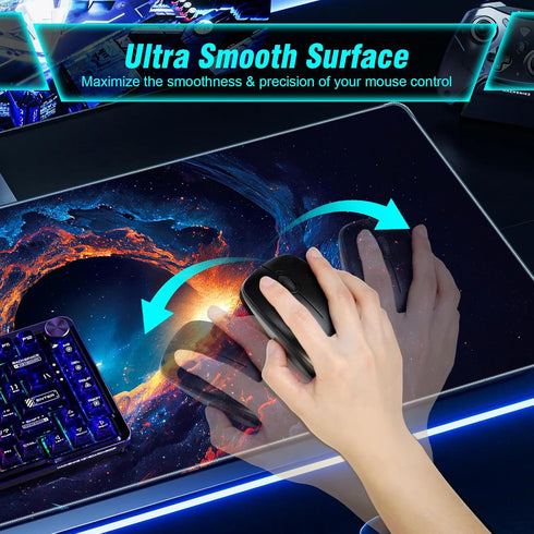 Large Gaming Mouse Pad, Technological Nebula Style Professional Gaming Mousepad, Non-Slip Waterproof Rubber Base Mouse Pad for Gaming & Office & Home, 31.5 x 11.8inch Full Desk Mouse Pad by WECOOL