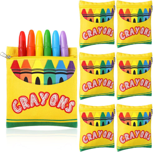 MotiMind 6 Pcs Crayon Storage Bags with Zipper for Classroom Crayon Organizer Dispenser