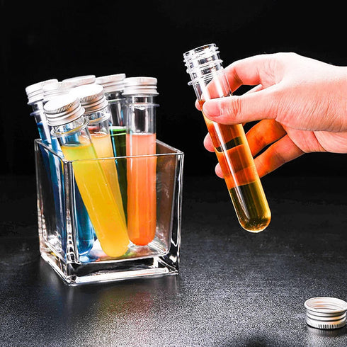 50 PCS Clear Plastic Test Tubes, 40ml with Screw Caps for Science Party, Gumball Candy, Bath Salts, 0.98 x 5.5 inch