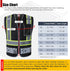 Heavy Duty Black Mesh Retro-Reflection Security Safety Vests with 5 Pockets and Front Zipper, Meet ANSI/ISEA 107-2015