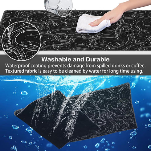 Canjoy Gaming Mouse Pad, Topographic Contour 35.4x15.7inch Large Extended Mouse Mat for Office, Home, Keyboard Full Desk