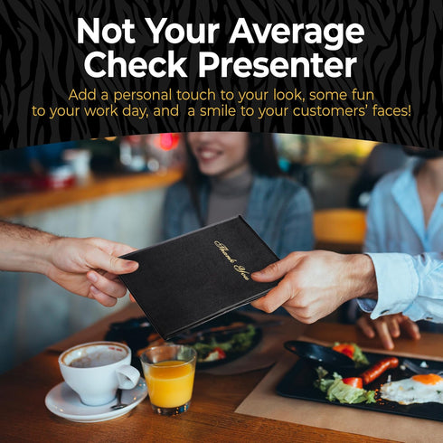 5.5" 10" 20 Pack, Gold Lion Gear Restaurant Check Presenters - Guest Check Card Holder with Gold Thank You Imprint - x