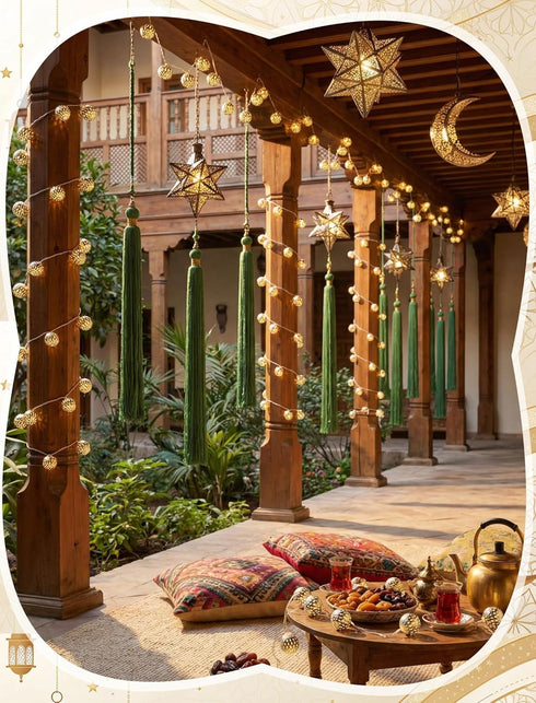 8.5Ft 10 Moroccan String Lights Plug in, LED Silver Metal Globe Fairy Lights, Warm White Hollow Lantern Decorative