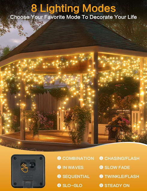 3 Pack 120FT 300 8 Solar Christmas String Lights Outside, Total LED Solar Garden Twinkle Lights Outdoor, Waterproof