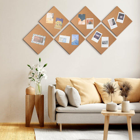 Ctosree 24 Pack Cork Board Tiles 12 x 12 Thick Self Adhesive Bulletin Board for Office School Home Decoration