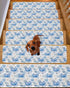 BOHOOSKYLAR 4 8"x30" Ocean Crab Stair Treads Seaweed Starfish Coral Blue Texture Indoor Non Slip Peel and Stick Stair