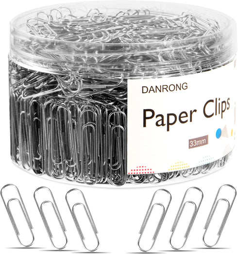 Silver Medium Paper Clips, 750 Pack, 1.3 Inch (33 mm), Suitable for Office, School, Daily Use, DIY Projects