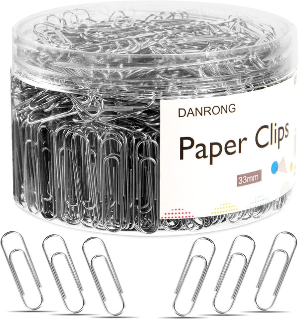 Silver Medium Paper Clips, 750 Pack, 1.3 Inch (33 mm), Suitable for Office, School, Daily Use, DIY Projects